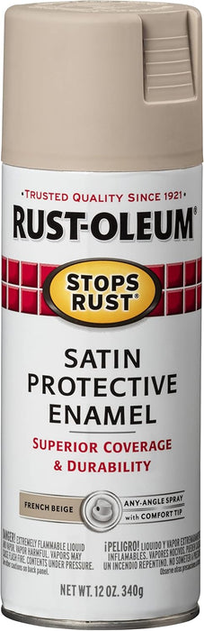 Rust-Oleum 6PK Stops Rust Spray Paint, 12 Oz, Satin French Beige, 6 Pack