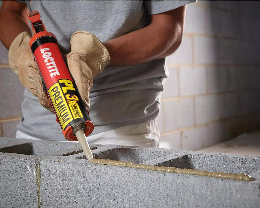 Loctite 1390595 PL Premium Polyurethane Construction Adhesive, 10 fl oz Cartridge, Versatile Construction Glue for Wood, Concrete, Stone, Metal & More (Pack of 12)