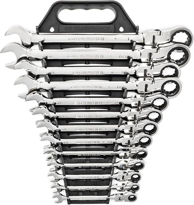 GEARWRENCH 13 Pc. 12 Pt. Flex Head Ratcheting Combination Wrench Set, SAE - 9702D