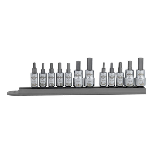 Mayhew Tools 16021 SAE and Metric Tamper Hex Socket Bit Set, Chrome Plated, 12-Piece Polished Chrome 12-Piece SAE/MM Tamperproof Hex