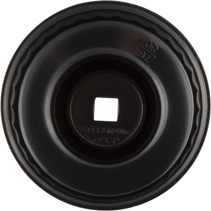 Steelman 06127 76mm x 30 Flute Low Profile Oil Filter Cap Wrench Socket for Confined Screw-In Filters, 3/8-inch Drive, Durable Chrome Vanadium Steel