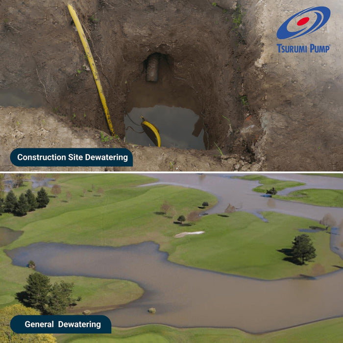 Tsurumi Pump LB-480A Submersible Dewatering Pump - Auto Relay Switch 2/3 HP 115V 2 in Discharge, 63 GPM / 3780 GPH