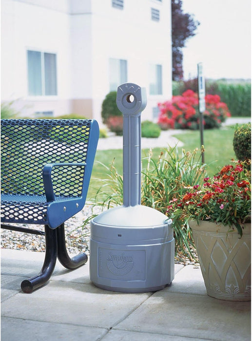 Justrite (26800) Original Smoker’s Cease-Fire Outdoor Ashtray, Polyethylene Standing Ashtray with Steel Bucket, 4 Gallon, Grey