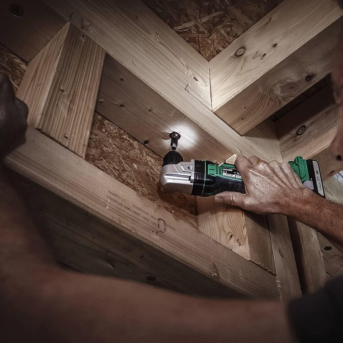 Metabo HPT 18V Lithium Ion 3/8 Inch Right Angle Drill, Keyless Chuck, Paddle Switch, Side Handle, Variable Speed, LED Light, Compact Power Drill, Tool Only, DN18DSLQ4