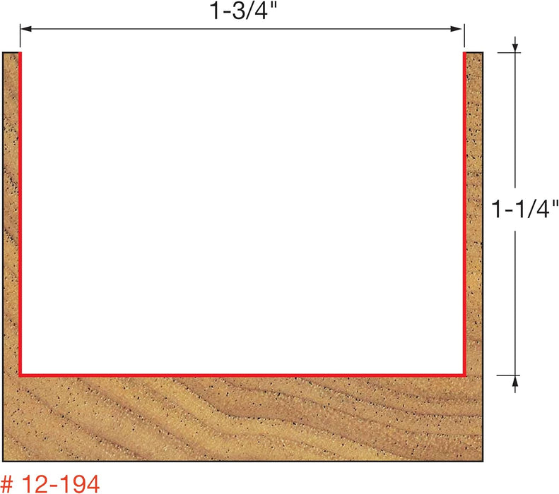 Freud (12-194) Double Flute Straight Router Bit with 1/2" Shank, 1-3/4-Inch Diameter