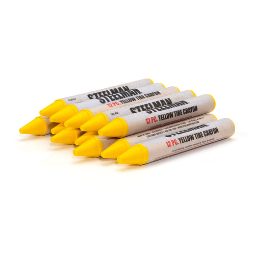 Steelman 00062 Yellow Tire Marking Crayons for Mechanics, Marks Damage on Wet and Dry Tires (Pack of 12)