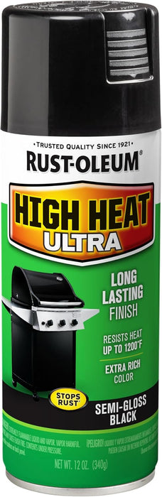 Rust-Oleum 241169 High Heat Ultra Spray Paint, Black, 12 oz (Pack of 6)