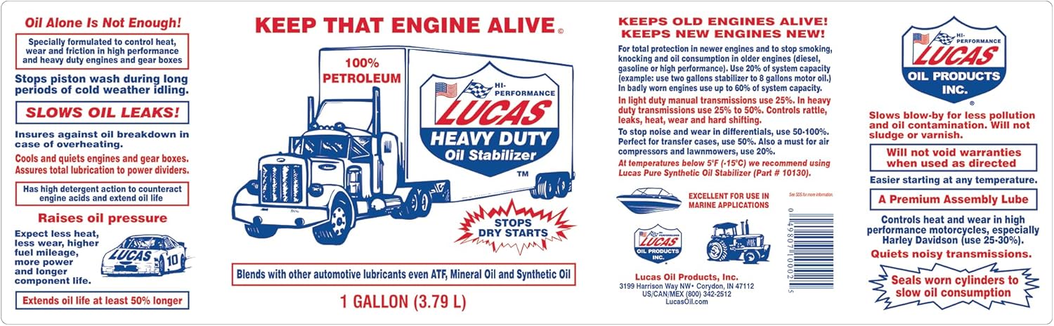 Lucas Oil 10002 Heavy Duty Oil Stabilizer - 1 Gallon/128 Ounces (Pack of 4)