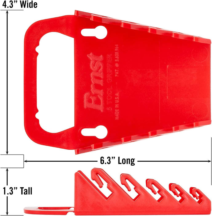 Ernst Manufacturing Gripper Wrench Organizer, 5 Tool, Red