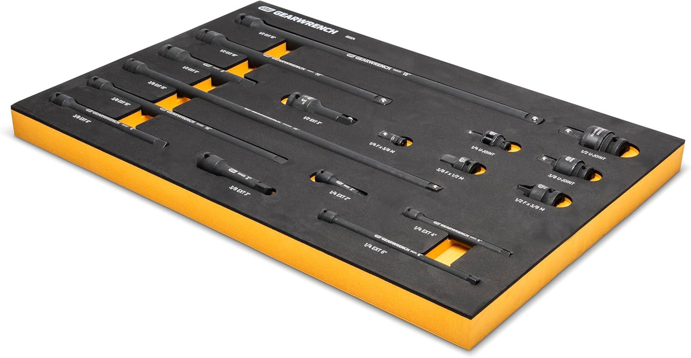 GEARWRENCH 86524 17 Piece 1/4", 3/8", 1/2" Impact Drive Tool Accessories Set with EVA Foam Tray