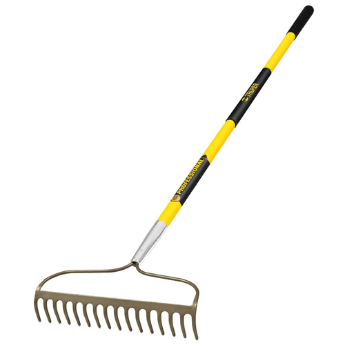 Truper 31380 Tru Pro 60-Inch 16 Teeth Forged Bow Rake, Fiberglass Handle, 10-Inch Grip