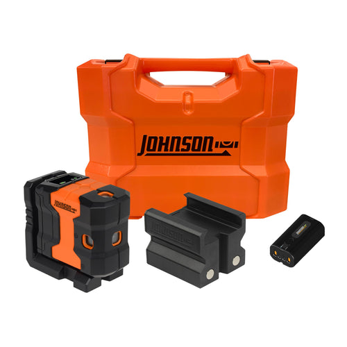 Johnson JDT300-GN5D Laser Level, Self-Leveling Kit 5 Dot Laser with GreenBrite Technology, Magnetic Base, Hard-Shell Carry Case, Floor Mount