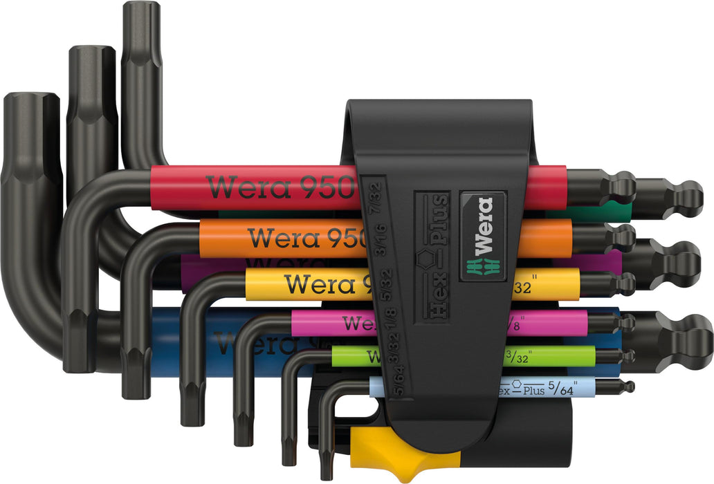 Wera Tools 950/9 Hex-Plus Multicolour Imperial 3 L-Key Set, Imperial, BlackLaser, 9 Pieces