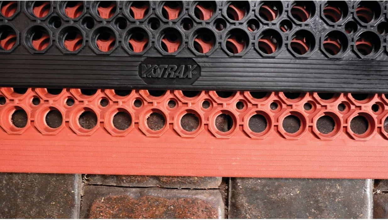 NoTrax 3' x 10' Anti-Fatigue Lightweight Restaurant Rubber Floor Mat with Drainage Holes, Beveled Edges, Non-Slip Mats, Red, T30 Competitor, T30S0310RD 3' x 10' Red Solid
