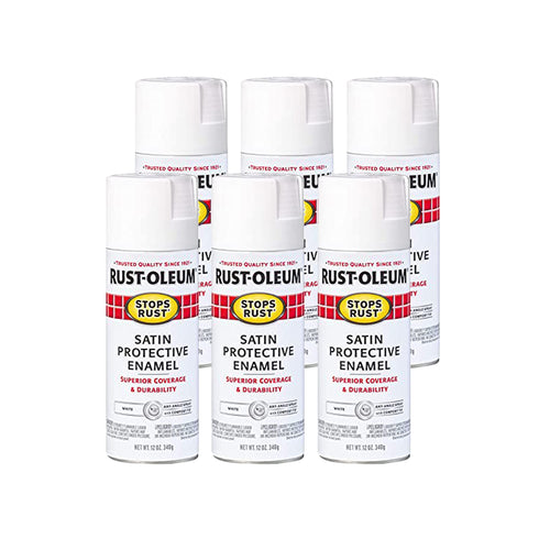 Rust-Oleum 7791830 Stops Rust Spray Paint, 12 Oz, Satin White (Pack of 6)