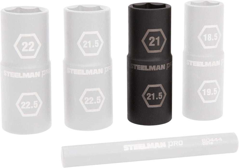 Steelman Pro 60230 1/2-Inch Drive 6-Point Thin Wall 21mm x 21.5mm Double Ended Impact Flip Socket, Durable Corrosion-Resistant Steel, Laser-Etched Callouts