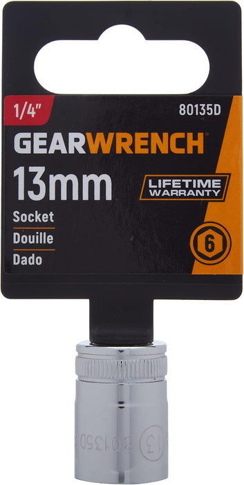 GEARWRENCH 1/4" Drive 6 Point Standard Metric Socket 13mm - 80135D