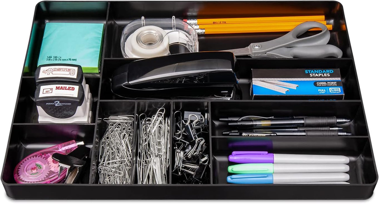 Ernst MFG 10 Compartment Drawer Organizer: Heavy Duty Stackable Tray for Automotive Tool Organization -Low Profile Toolbox - Nuts and Bolts, Tools, Parts, Easy to Clean - Black - Made in the USA