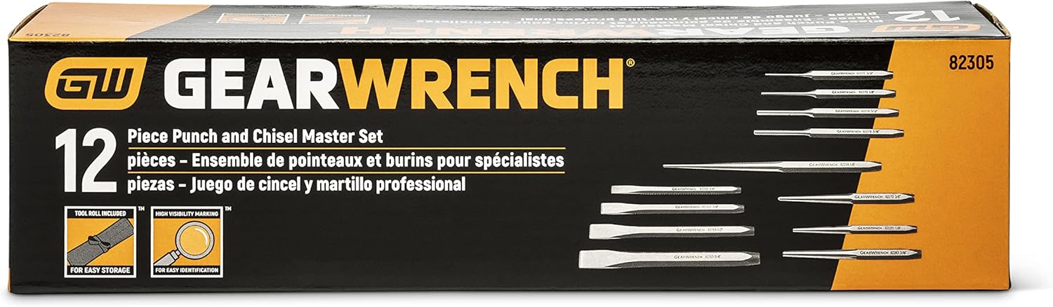 GEARWRENCH 12 Piece Punch and Chisel Chrome Set | 82305