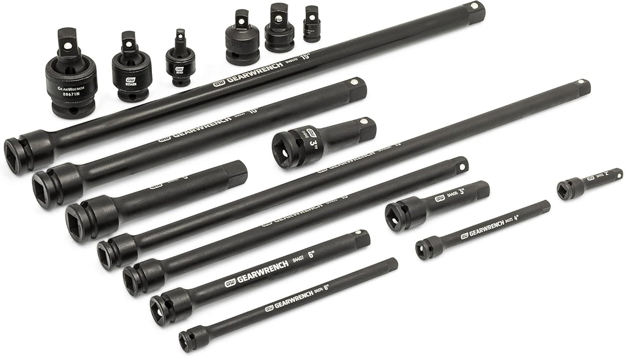 GEARWRENCH 86524 17 Piece 1/4", 3/8", 1/2" Impact Drive Tool Accessories Set with EVA Foam Tray