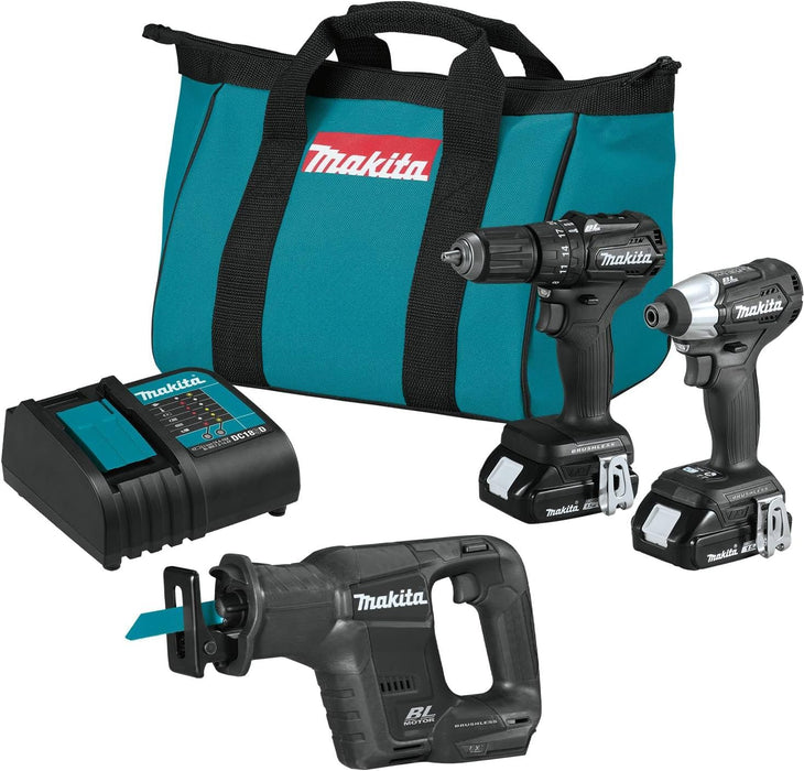 Makita CX203SYBXRJ 18V LXT� Lithium-Ion Sub-Compact Brushless Cordless 2-Pc. Combo Kit with Recipro Saw (1.5Ah)