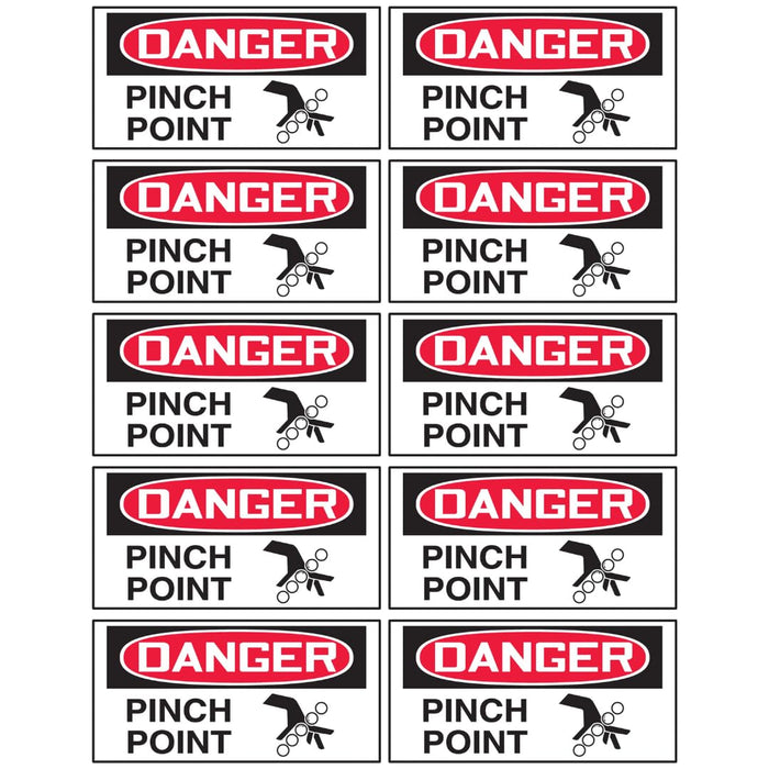 Accuform LEQM009VSP "Danger Pinch Point" Adhesive Vinyl Safety Label, 1.5" x 3" (Pack of 10)