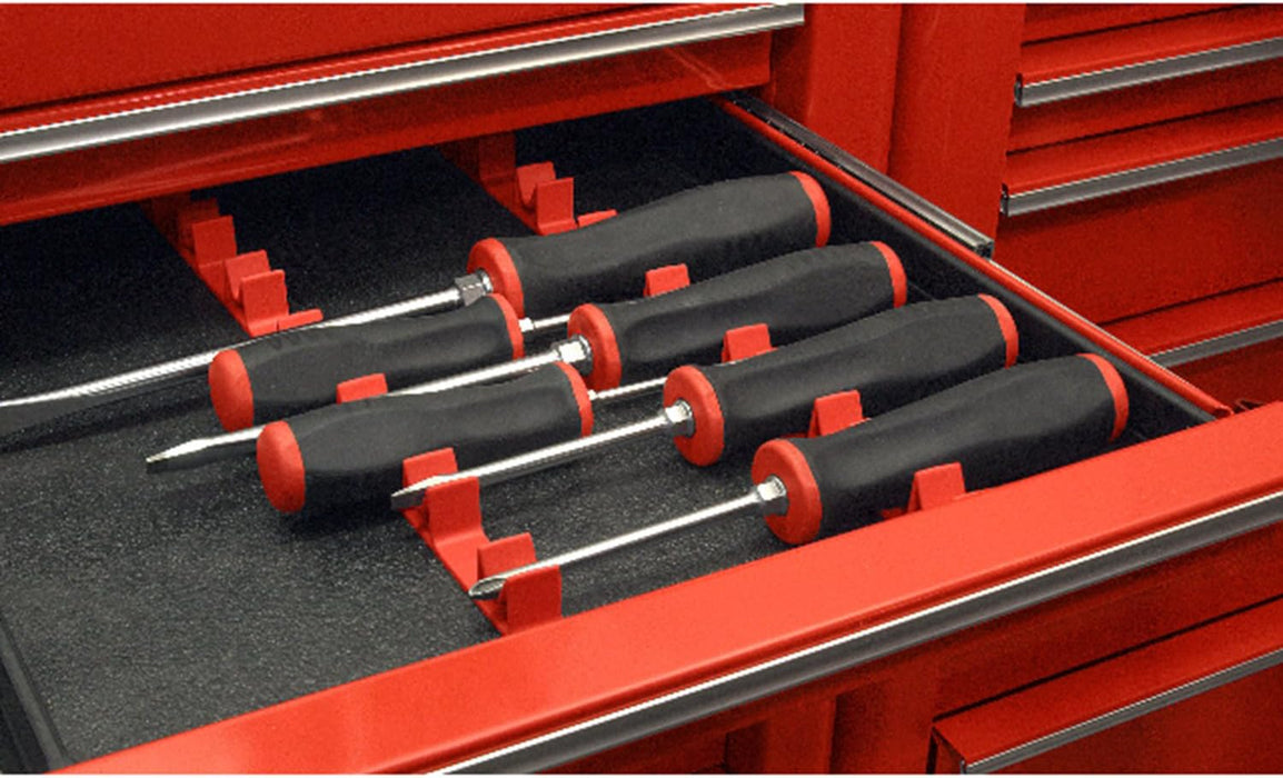 Ernst Manufacturing 6040 No-Slip Low-Profile Screwdriver Rail Set, 14 Tool, Red