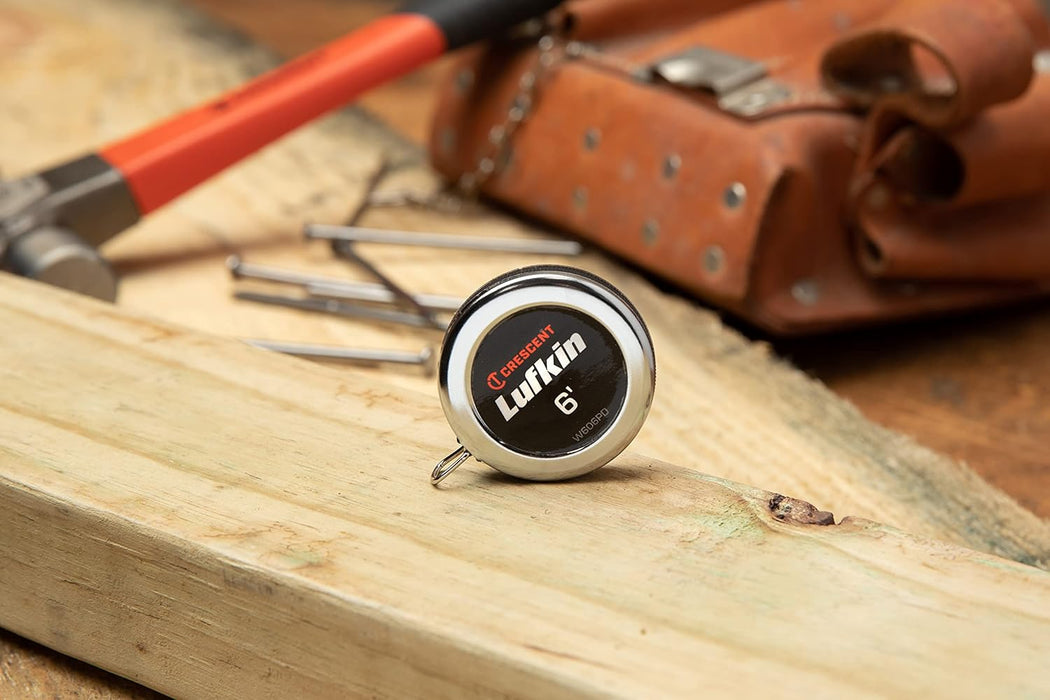 Crescent Lufkin (W606P) 1/4" x 6' Executive Diameter Yellow Clad A19 Blade Pocket Tape Measure