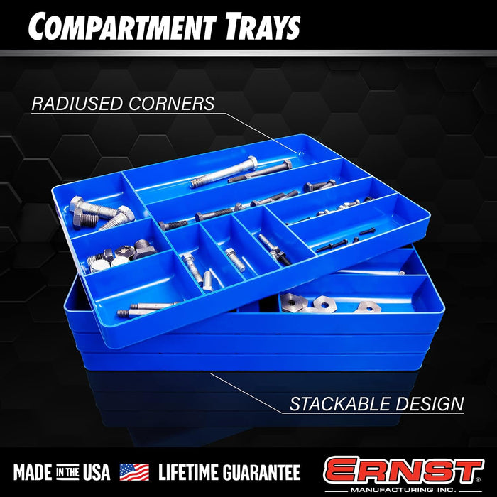 ERNST Tool Organizer Tray, Green, 10-Compartments, Storage, Garage, Workshop, Organization, Tools, Equipment, Heavy-Duty, Durable, Industrial, Workbench, Efficient Storage - Made in the USA
