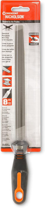 Crescent Nicholson 21694HNN 8" Mill Single Cut Bastard File with Ergonomic Handle