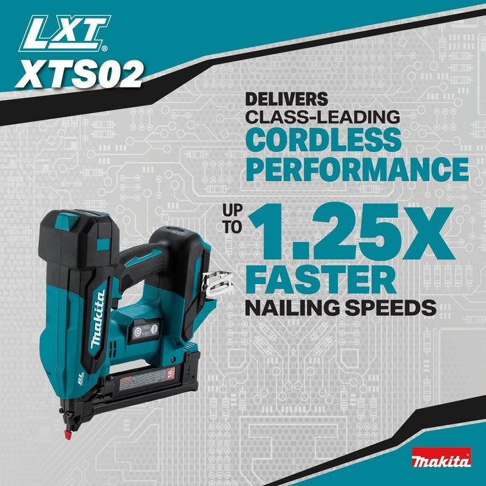 Makita XTS02Z 18V LXT Lithium-Ion Brushless Cordless 1/4" Narrow Crown Stapler, 18 Ga. (Tool Only)