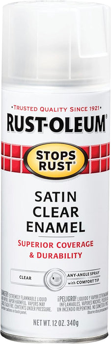 Rust-Oleum 285092 Stops Rust Spray Paint, 12 Oz, Satin Clear (Pack of 1)