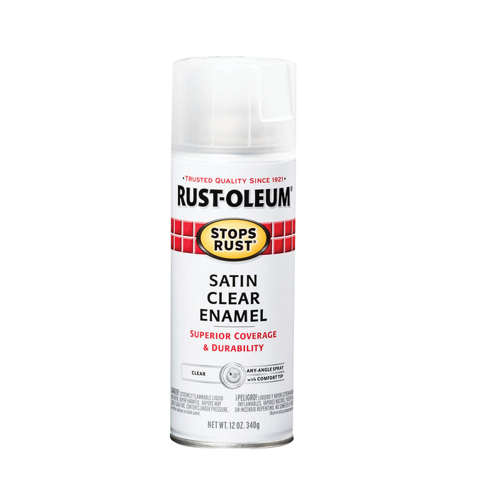 Rust-Oleum 285092 Stops Rust Spray Paint, 12 Oz, Satin Clear (Pack of 1)