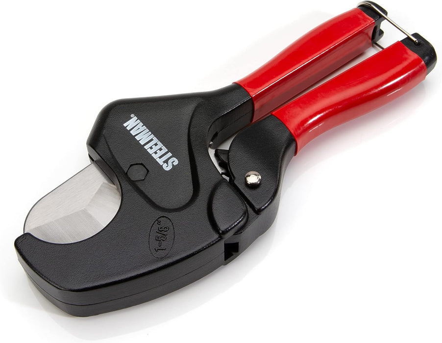Steelman 42566 PVC Pipe Cutter Tool, Cuts 1-5/8-inch Plastic Tube, Ratcheting, Stainless Steel Blade