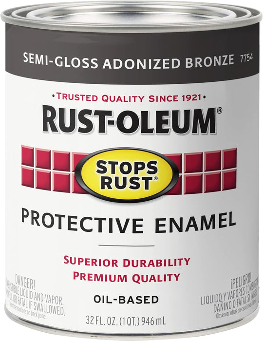 Rust-Oleum 7754502 Protective Enamel Paint Stops Rust, 32-Ounce, Semi-Gloss Anodized Bronze (Pack of 1)