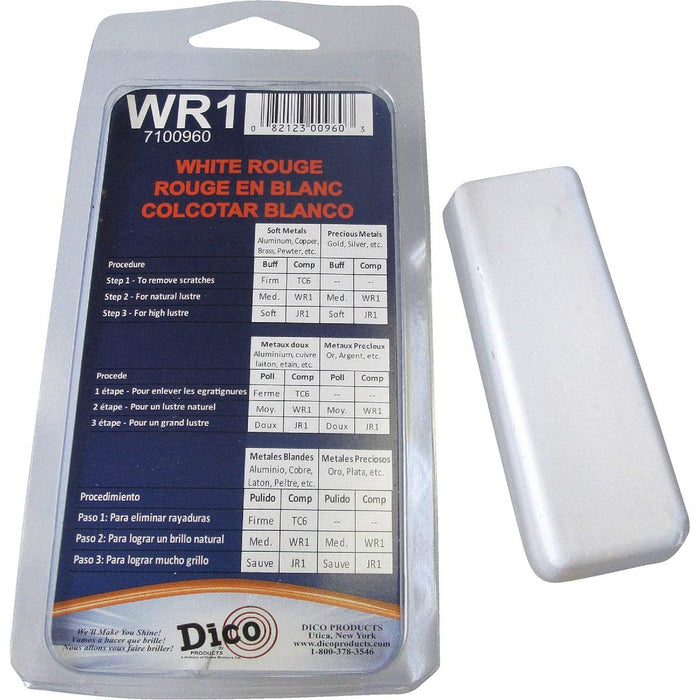 Dico 7100960 Buffing Compound, 1/2 in Thick, White Rouge, White