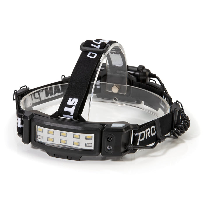 Steelman 79417 Pro Slim Profile Motion Activated LED Headlamp with Red LED Night Vision Mode and Rear Safety Flasher LED