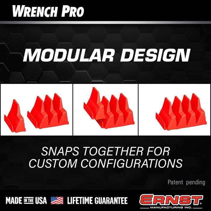 Ernst Manufacturing Wrench Pro - Modular Wrench Organizer for 40 Wrenches (Hi-Viz) - Made in the USA