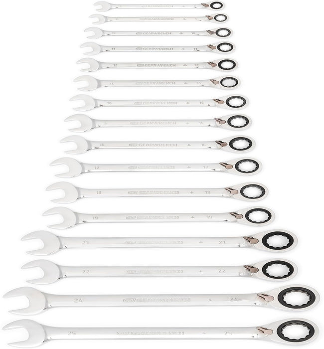 GEAWRENCH 16 Pc. Reversible Ratcheting Combination Wrench Set, Metric - 9602N