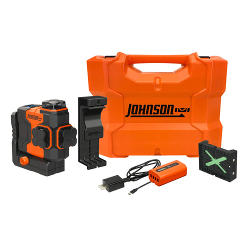 Johnson JLN300-GN3360 Laser Level, Self Leveling, 3x360° Plane Laser with GreenBrite Technology, Magnetic Base, Hard-shell Carry Case, Lithium Ion Battery, Magnetic Target, Track Mount