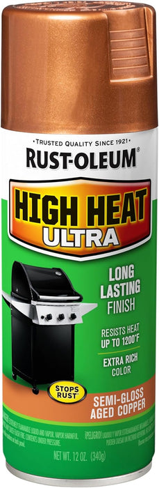 Rust-Oleum 241232 High Heat Ultra Spray Paint, 12 oz, Aged Copper (Pack of 6)