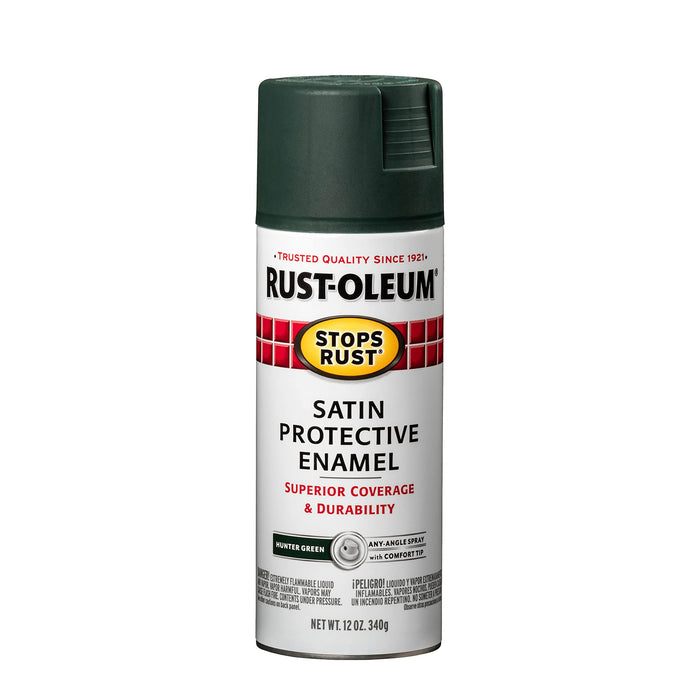 Rust-Oleum 7732830 Stops Rust Spray Paint, 12 oz, Satin Hunter Green (Pack of 1)