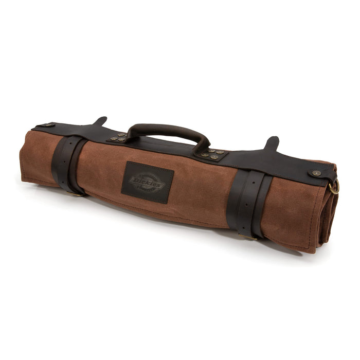 Dickies 57123 Chef Knife Roll Bag Portable Organizer and Cutlery Storage Roll, Waxed Canvas and Leather
