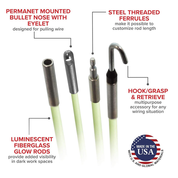 Jameson 7-8VK Fiberglass Glow Rod Kit, 34'