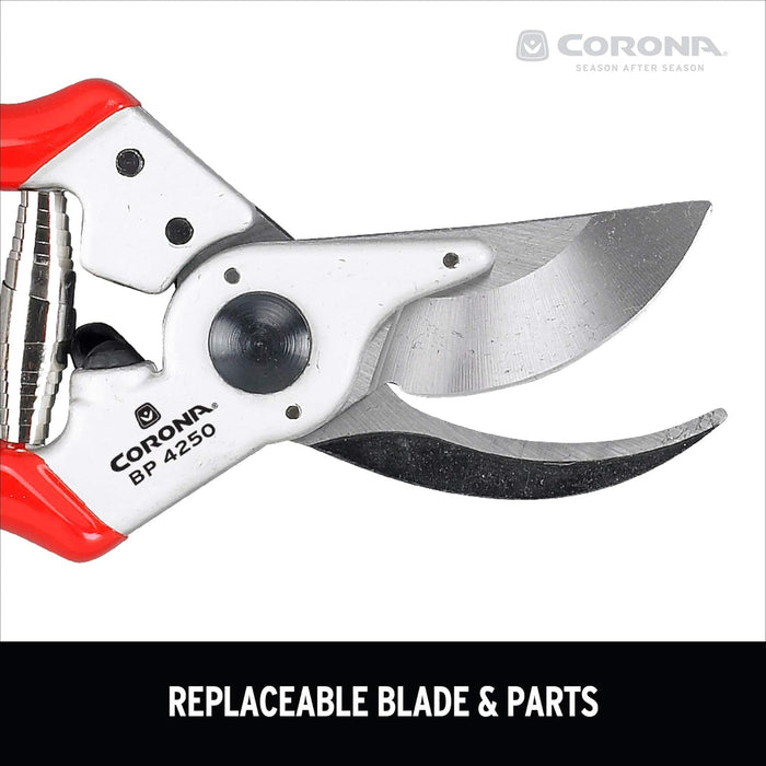 Corona BP4250 Forged Steel Aluminum Handles Bypass Hand Pruner - 1 inch Cut Capacity Stem and Branch Garden Shears, Red