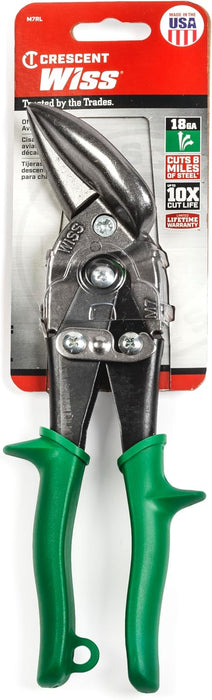 Crescent Wiss M7R MetalMaster Offset Straight & Right Cut Aviation Snips, Heavy-Duty Metal Cutter with Spring-Loaded Return, 9-1/4"