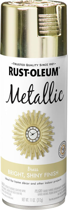 Rust-Oleum 1936830 Specialty Metallic Leafing Spray Paint Topcoat, Brass, 11 Oz Aerosol Can (Pack of 1)