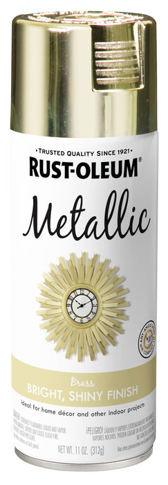 Rust-Oleum 1936830 Specialty Metallic Leafing Spray Paint Topcoat, Brass, 11 Oz Aerosol Can (Pack of 1)