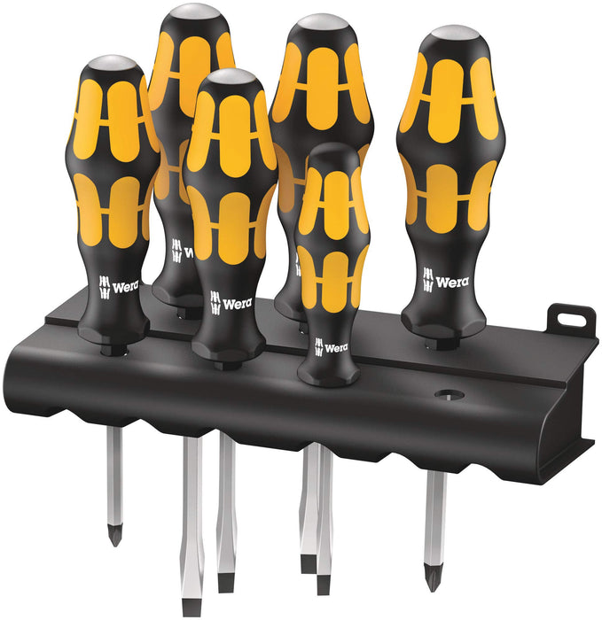 Wera 5018282001 932/6 Kraftform Plus Screwdriver Set and Rack, 6-Pieces