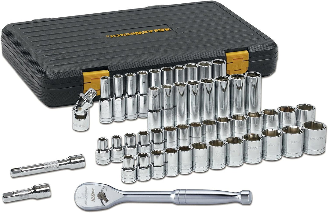 GEARWRENCH 49 Pc. 1/2" Drive 6 Pt. 120XP Mechanics Tool Set, Standard & Deep, SAE/Metric - 80700P 1/2" 49-piece kit